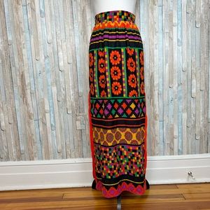 Vintage 60s 70s Lanz XS 0 Bright Mod Floral Print Maxi Midi Skirt Funky Hippie‎